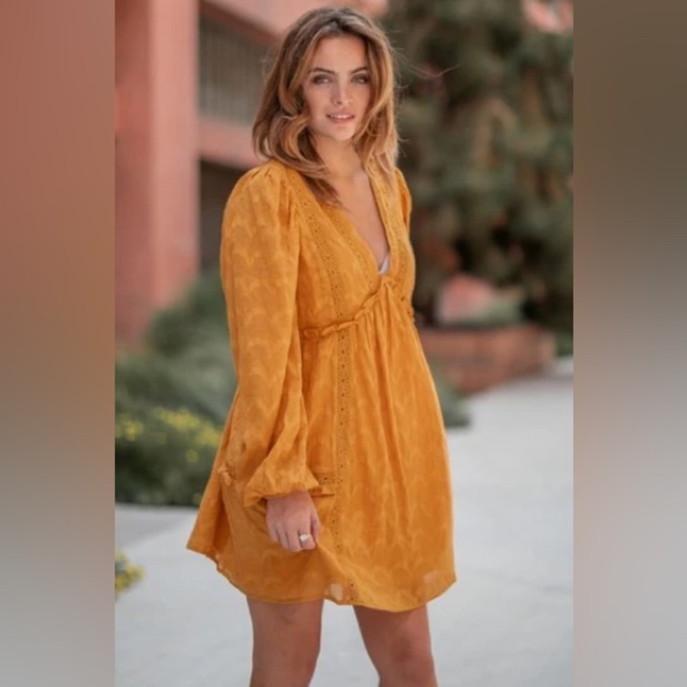 NWT BOHO flowy mustard  Yellow Dress